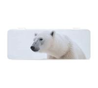 FZQVSGW Stationery Box with Detachable Design Creative Minimalist Storage Box Snow Animal Polar Bear ABS Durable Pencil Case 180° Lay-Flat & Secure Snap Closure for Office Supplies