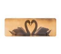 FZQVSGW Stationery Box with Detachable Design Creative Minimalist Storage Box Two Heart-Shaped Swans ABS Durable Pencil Case 180° Lay-Flat & Secure Snap Closure for Office Supplies