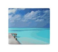 FZQVSGW Sunset Scenery Wallet, Leather Bifold Wallet, Slim And Stylish PU Card Holder, Small Coin Purse, Maldives Holidays, One Size