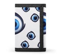 FZQVSGW Surfing Trifold Wallet Coin Purse With 8 Card Slots Credit Card Holder Divided Billfold Wallet, Evil eyes, One Size, Modern