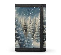 FZQVSGW Swimming Pool Water Trifold Wallet Coin Purse With 8 Card Slots Credit Card Holder Divided Billfold Wallet, Snow Wonderland Pine Tree Christmas, One Size, Modern