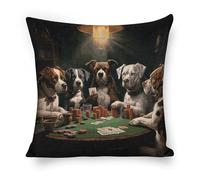 FZQVSGW Throw Pillow Covers Playing Poker Dogs Decorative Cushion Case for Sofa Bedroom Square Double-Sided Linen Pillow Case Modern Home Decors No Pillow Insert 18"x18"