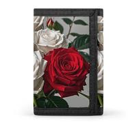 FZQVSGW World War 2 Aircraft Airplane Trifold Wallet Coin Purse With 8 Card Slots Credit Card Holder Divided Billfold Wallet, Black White and Red Roses, One Size, Modern