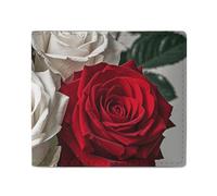FZQVSGW World War 2 Aircraft Airplane Wallet, Leather Bifold Wallet, Slim And Stylish PU Card Holder, Small Coin Purse, Black White and Red Roses, One Size
