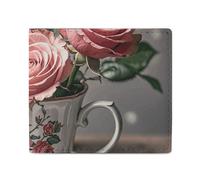 FZQVSGW World War 2 Aircraft Airplane Wallet, Leather Bifold Wallet, Slim And Stylish PU Card Holder, Small Coin Purse, Tea Cups with Roses Romantic Shabby, One Size