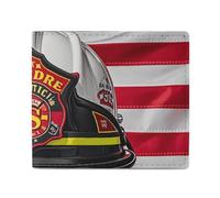 FZQVSGW World War 2 Aircraft Airplane Wallet, Leather Bifold Wallet, Slim And Stylish PU Card Holder, Small Coin Purse, Red Stripe Firefighter USA Flag, One Size