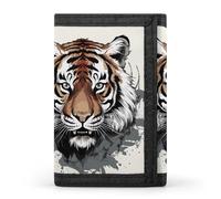 FZQVSGW Yorkie Puppy Trifold Wallet Coin Purse With 8 Card Slots Credit Card Holder Divided Billfold Wallet, Black and white doodle tiger, One Size, Modern
