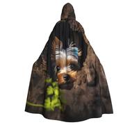 FZQVSLCM A Little Yorkshire Terrier Hooded Cloak for Women Men Halloween Hooded Robe Renaissance Hoodies Cape Cosplay Costumes Black