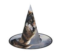 FZQVSLCM A wolf Standing in a Snow Witch Hat Oversized Halloween Witches Hats for Women Men Costume Cosplay Party Accessory 3 PCS