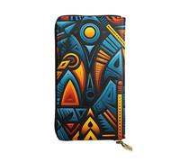 FZQVSLCM African style textile pattern Leather Wallet for Women Long Coin Purse Ultra Slim Credit Cards Holder Bifold Clutch
