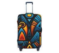 FZQVSLCM African style textile pattern Travel Luggage Cover Elastic Washable Suitcase Protector Anti-scratch Thicken Baggage Covers Fit 18-32 Inch, Black, M