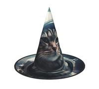 FZQVSLCM Astronaut cat in space Witch Hat Oversized Halloween Witches Hats for Women Men Costume Cosplay Party Accessory 1