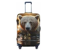 FZQVSLCM Bear crossing the river Travel Luggage Cover Elastic Washable Suitcase Protector Anti-scratch Thicken Baggage Covers Fit 18-32 Inch, Black, XL