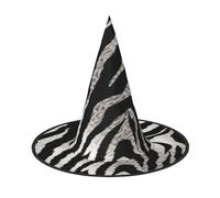 FZQVSLCM Black and white zebra print Witch Hat Oversized Halloween Witches Hats for Women Men Costume Cosplay Party Accessory 3 PCS