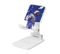 FZQVSLCM Black Astronaut on Blue Cell Phone Stand for Desk Angle Height Adjustable Cell Phone Holder Folding Desktop Phone Stand Portable Cellphone Cradle Desktop Dock Compatible with All Phones