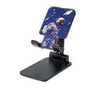 FZQVSLCM Black Astronaut on Blue Cell Phone Stand for Desk Angle Height Adjustable Cell Phone Holder Folding Desktop Phone Stand Portable Cellphone Cradle Desktop Dock Compatible with All Phones