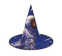 FZQVSLCM Black astronaut on blue Witch Hat Oversized Halloween Witches Hats for Women Men Costume Cosplay Party Accessory 1