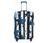 FZQVSLCM Blue black white stripes and stars Travel Luggage Cover Elastic Washable Suitcase Protector Anti-scratch Thicken Baggage Covers Fit 18-32 Inch, Black, S