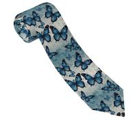 FZQVSLCM Blue Butterfly Mens Ties Classic Silk Tie Formal Neckties Woven Jacquard Neck Ties, Black, One Size