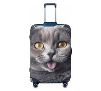 FZQVSLCM Blue cat sticking out tongue Travel Luggage Cover Elastic Washable Suitcase Protector Anti-scratch Thicken Baggage Covers Fit 18-32 Inch, Black, S