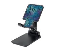 FZQVSLCM Blue Zebra Print Cell Phone Stand for Desk Angle Height Adjustable Cell Phone Holder Folding Desktop Phone Stand Portable Cellphone Cradle Desktop Dock Compatible with All Phones