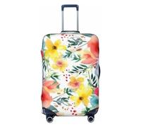 FZQVSLCM Bright floral watercolor Travel Luggage Cover Elastic Washable Suitcase Protector Anti-scratch Thicken Baggage Covers Fit 18-32 Inch, Black, L