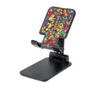 FZQVSLCM Bright Geometric Shapes Cell Phone Stand for Desk Angle Height Adjustable Cell Phone Holder Folding Desktop Phone Stand Portable Cellphone Cradle Desktop Dock Compatible with All Phones