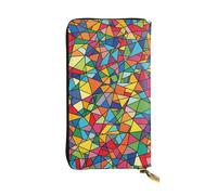 FZQVSLCM Bright Geometric Shapes Leather Wallet for Women Long Coin Purse Ultra Slim Credit Cards Holder Bifold Clutch