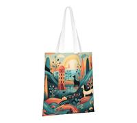 FZQVSLCM Canvas Tote Bag for Women Handbags Dachshund Pattern Reusable Grocery Bags Shoulder Bags Funny Gift Bag