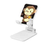 FZQVSLCM Cartoon Monkey Holding Fruit Cell Phone Stand for Desk Angle Height Adjustable Cell Phone Holder Folding Desktop Phone Stand Portable Cellphone Cradle Desktop Dock Compatible with All Phones