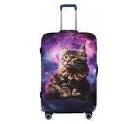 FZQVSLCM Cat sitting inside nebula Travel Luggage Cover Elastic Washable Suitcase Protector Anti-scratch Thicken Baggage Covers Fit 18-32 Inch, Black, L