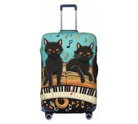 FZQVSLCM Cats lying on the piano keyboard Travel Luggage Cover Elastic Washable Suitcase Protector Anti-scratch Thicken Baggage Covers Fit 18-32 Inch, Black, M