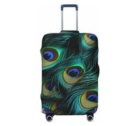 FZQVSLCM Close-Up of Peacock Feathers Travel Luggage Cover Elastic Washable Suitcase Protector Anti-scratch Thicken Baggage Covers Fit 18-32 Inch, Black, XL