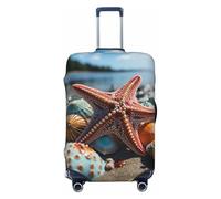FZQVSLCM Colorful starfish on the beach Travel Luggage Cover Elastic Washable Suitcase Protector Anti-scratch Thicken Baggage Covers Fit 18-32 Inch, Black, M