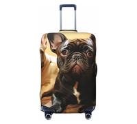 FZQVSLCM Cute French Bulldog Graphics Travel Luggage Cover Elastic Washable Suitcase Protector Anti-scratch Thicken Baggage Covers Fit 18-32 Inch, Black, L