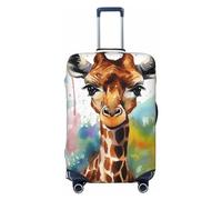 FZQVSLCM Cute giraffe watercolor Travel Luggage Cover Elastic Washable Suitcase Protector Anti-scratch Thicken Baggage Covers Fit 18-32 Inch, Black, S