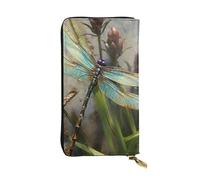 FZQVSLCM Dancing Dragonfly Leather Wallet for Women Long Coin Purse Ultra Slim Credit Cards Holder Bifold Clutch