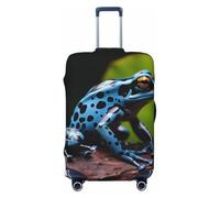 FZQVSLCM Dart Frog Blue Travel Luggage Cover Elastic Washable Suitcase Protector Anti-scratch Thicken Baggage Covers Fit 18-32 Inch, Black, L