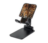 FZQVSLCM Depict a Leopard Cell Phone Stand for Desk Angle Height Adjustable Cell Phone Holder Folding Desktop Phone Stand Portable Cellphone Cradle Desktop Dock Compatible with All Phones
