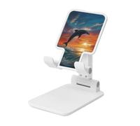 FZQVSLCM Dolphins and Palm Trees Cell Phone Stand for Desk Angle Height Adjustable Cell Phone Holder Folding Desktop Phone Stand Portable Cellphone Cradle Desktop Dock Compatible with All Phones