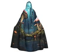 FZQVSLCM Fantasy Mushroom Hooded Cloak for Women Men Halloween Hooded Robe Renaissance Hoodies Cape Cosplay Costumes Black