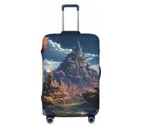 FZQVSLCM Fantasy Town Travel Luggage Cover Elastic Washable Suitcase Protector Anti-scratch Thicken Baggage Covers Fit 18-32 Inch, Black, XL