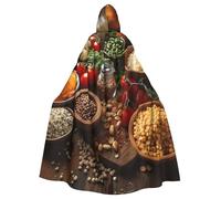 FZQVSLCM Farmhouse Food Pictures Hooded Cloak for Women Men Halloween Hooded Robe Renaissance Hoodies Cape Cosplay Costumes Black
