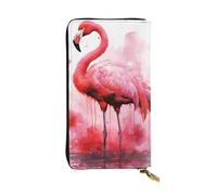 FZQVSLCM Flamingo Watercolor Leather Wallet for Women Long Coin Purse Ultra Slim Credit Cards Holder Bifold Clutch