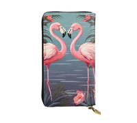 FZQVSLCM Flock of Tropical Flamingos Leather Wallet for Women Long Coin Purse Ultra Slim Credit Cards Holder Bifold Clutch