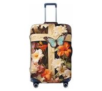 FZQVSLCM Flower branches on the cross Travel Luggage Cover Elastic Washable Suitcase Protector Anti-scratch Thicken Baggage Covers Fit 18-32 Inch, Black, S