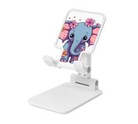FZQVSLCM Flower Cartoon Elephant Cell Phone Stand for Desk Angle Height Adjustable Cell Phone Holder Folding Desktop Phone Stand Portable Cellphone Cradle Desktop Dock Compatible with All Phones