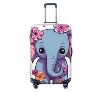 FZQVSLCM Flower cartoon elephant Travel Luggage Cover Elastic Washable Suitcase Protector Anti-scratch Thicken Baggage Covers Fit 18-32 Inch, Black, XL