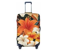 FZQVSLCM Flowers and Hawaiian Tribal Travel Luggage Cover Elastic Washable Suitcase Protector Anti-scratch Thicken Baggage Covers Fit 18-32 Inch, Black, S