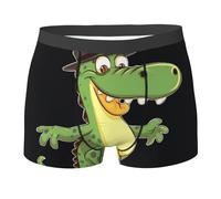 FZQVSLCM Funny crocodile cartoon Men's Underwear Moisture Wicking Mens Boxer Briefs Stretch Breathable Boxer Shorts Trunks for Men, Black, L